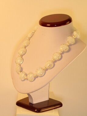 Gorgeous Vintage Murano Italian Glass with Fresh Water Pearl Bead 19" Necklace